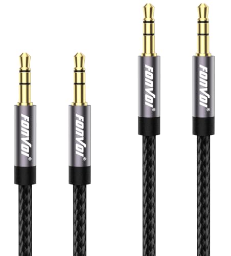 AUX Cable,3.5mm Audio AUX Cord for Car,Braided 3.5mm Male to Male Stereo Cable, Compatible with:Headphones, Phones, iPod,Car Audio,MP3 and More (4FT+4FT) - size: 4 ft + 4 ft