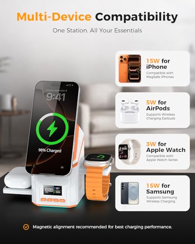 3-in-1 15W Magnetic Wireless Charger with Fan & Clock for iPhone18Pro
