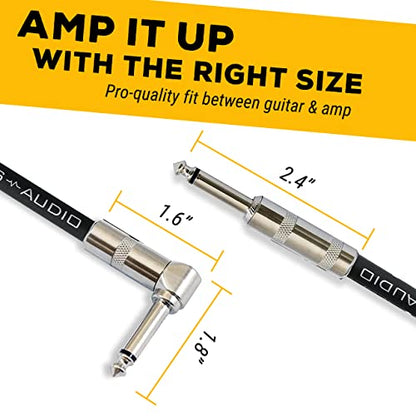 GLS AudioStraight to Right Angle 1/4 Inch TS, Oxygen-Free Copper, Braided Tweed Jacket, Male-to-Male Wired Amp Cord for Amplifier Instrument Cable 20 Ft Electric Guitar Cable Braided Brown/Yellow | Straight to Right Angle 1/4 Inch TS, Oxygen-Free Copper,