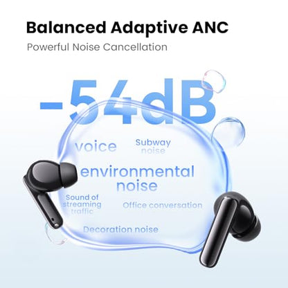 HAYLOU Flowbuds N55 ANC Wireless Earbuds, Bluetooth 6.0, 6 HD Mics, 40H - color: Black