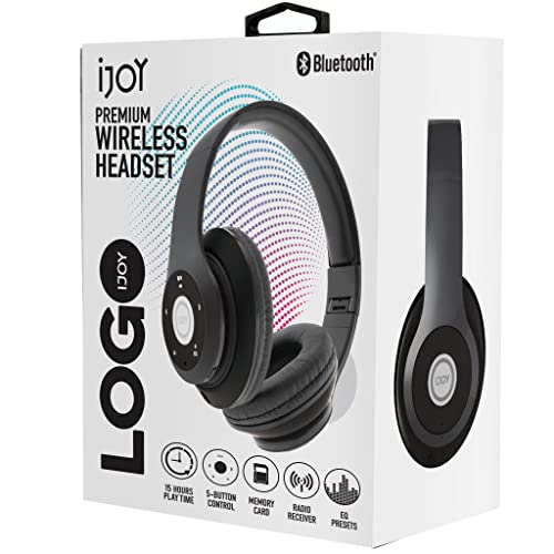 iJoy Bluetooth Headphones Over Ear, Wireless and Wired Foldable Headset Built-in Microphone - (Stealth) Adults Kids Men Women - Audifonos Auriculares Inalambricos - color: Stealth