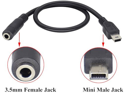 3.5mm to Mini USB Cable Mini USB Male to 3.5mm Female Audio Cable | 3.5 Female TRRS 4-Pole Jack to 5 Pin Mini USB Male Mic Cord Adapter Cable [1Ft/30cm-2Pack]