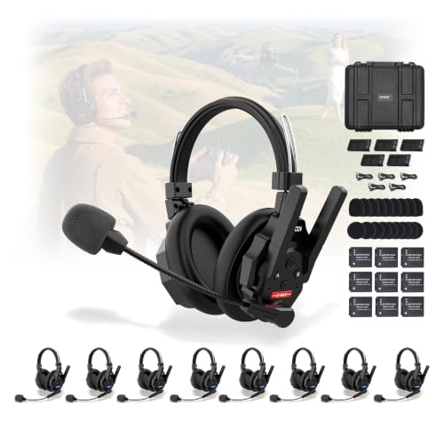 SYNCO XTALK XMAX9 Headset Intercom System, BT Connection & AI Noise Cancel | Wireless 2.4G & BT 24H batteries, AI noise cancel chip Dual-ear headset for large-scale productions & conferences - color: 9-set, size: Xtalk Xmax