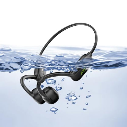 AYI Professional Swim Headphones True Bone Conduction Open Ear Headset MP3 Player Built-in 32G Memory IP68 Underwater Waterproof Bluetooth Earphone for Driving Bicycling Running Skiing-CS05 Black - color: CS05 Black
