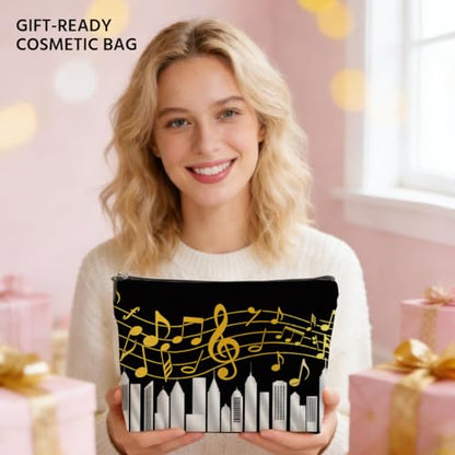 JIUWEIHU Piano Keys Makeup Bag, Musical Cosmetic Bags Travel Organizer Bag | Zipper Pouch, Christmas Birthday Gifts for Pianist Music Lover Women Friend Colleague Sister Musicians - color: Multicolor 0064