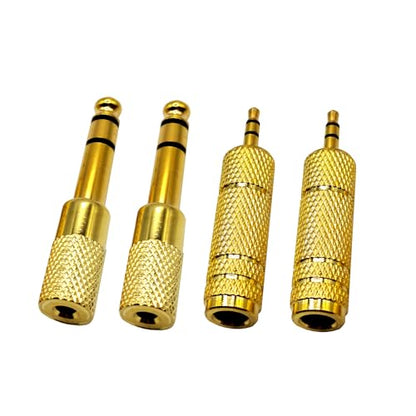 3.5MM Male to 6.35MM Female Adapter 1/4 to 1/8 Audio Jack Adapter for Guitar Headphone 4 Pack - color: Gold
