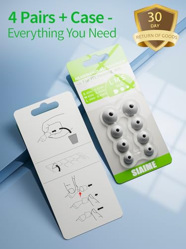 Hearing Aids Domes 4 Pairs Replacement ITE Hearing Amplifiers Memory Foam Earplugs Soft Noise-Reducing Ear Cushions for Improved Comfort Universal Replacement Earplug Tips (G)