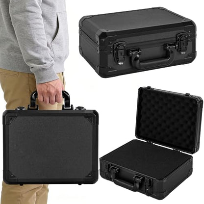 12.6 Inch Carrying Case with Customizable Pre-Diced Foam | Aluminum Case, Aluminum Alloy Sturdy Build, Storage Case for Microphone, Equipment, Camera, Tools, Recorder, etc - size: 12.6x9.8x5.5 Inch