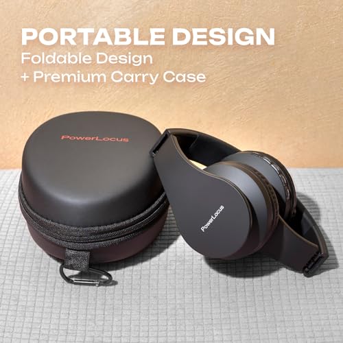 PowerLocus Wireless Bluetooth Over-Ear Stereo Foldable Headphones, Wired Headsets Rechargeable with Built-in Microphone for iPhone, Samsung, LG, iPad (Black) - color: Black