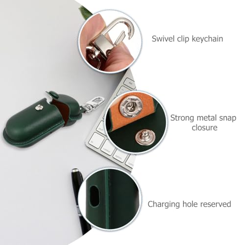 Green Leather Cotton Earphone Case, Portable Scratch-Proof Holder