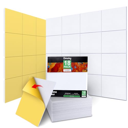 18 Pack Acoustic Panels-12"X12"X 0.4"Soundproof Wall Panels, White Sound Absorbing Panel,High-Density Sound Dampening Panels Acoustic Treatment for Home Studio - color: white-square