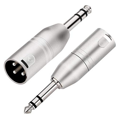 Tisino 1/4" TRS to XLR Adapter, Balanced Quarter Inch 6.35mm Male to XLR Male Adapters - 2 Pack | Balanced 6.35mm Quarter Inch Male to XLR Male Adapter for Mixer Studio, Mic, Speaker, Audio Coupler - color: 1/4" TRS to XLRM
