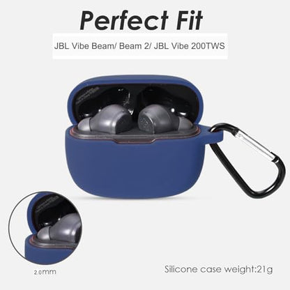 Silicone Case for JBL Vibe Beam 2025/Vibe Beam 2023/Vibe 200TWS True Wireless Headphones, Premium Shockproof Case Cover with Carabiner Compatible with JBL Vibe Beam/Vibe 200TWS. (Midnightblue) - color: Midnightblue