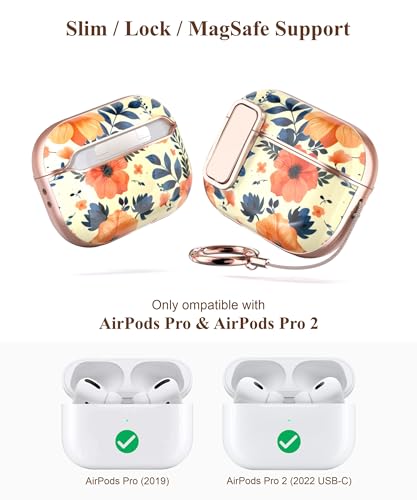 TATOFY for AirPods Pro 2nd Generation Case with Lock Carabiner Cleaner, Slim AirPod Pro 1st & 2nd Hard Case Cover, Compatible with MagSafe (Yellow) - color: Yellow, size: AirPods Pro 1st & 2nd Gen