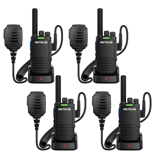 Retevis MateTalk B4 Walkie Talkies with Waterproof Shoulder Mic (4 Pack) | FRS Two Way Radios Noise Cancelling for Construction Site Workshop Electrician, Crystal-Clear, Rugged Shell, USB-C Charging