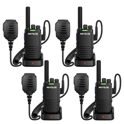 Retevis MateTalk B4 Walkie Talkies with Waterproof Shoulder Mic (4 Pack) | FRS Two Way Radios Noise Cancelling for Construction Site Workshop Electrician, Crystal-Clear, Rugged Shell, USB-C Charging