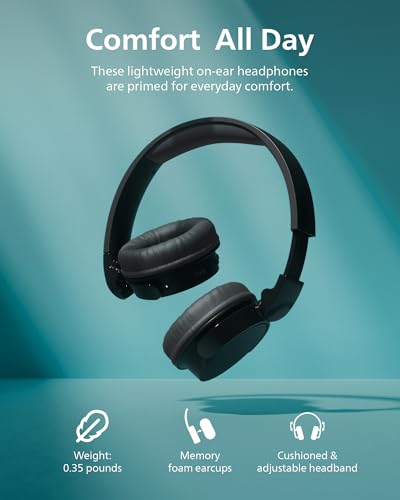 PHILIPS H3209 Wireless Headphones,On-Ear Bluetooth Headphones, Dynamic Bass, Sound Signature,Clear Call,25H Battery Life,Fast Charging,Soft Ear Cups,Bluetooth 5.3,Compact Design,Light,Dark Black - color: Dark Black