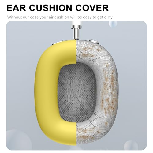 Maxjoy for AirPods Max Case, Soft Silicone Ear Cups & Headband Cover, Anti-Scratch Protective Accessories, Light Yellow - color: Light Yellow