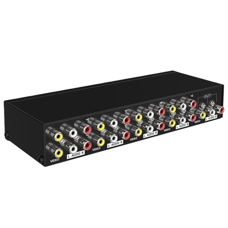 8x1 AV Switcher, Video/Audio Switcher, RCA 8-Input 1-Output Shared Manual Switching Box MT-831AV