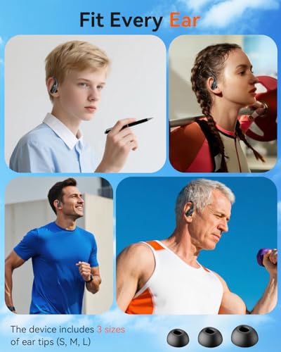 LEEMC Wireless Earbuds, Bluetooth Headphones 5.4, 80Hr Playtime Ear Buds with Hooks for Sports, Noise Canceling, LED Display, IPX7 Waterproof Earphones for Workout Running, Onyx