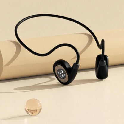 IHAO Open Ear Air Conduction Headset Wireless Bluetooth Sport Headphones with Mic Earphone Lightweight Painless Wearing Sweatproof Earpiece Stereo Earphone for Running Hiking Bicycling-HY 30 Black - color: HY 30 Black