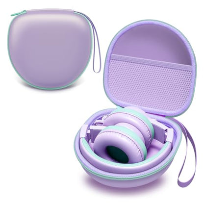 Kids Headphones Case for Folding Headphone, Purple+Green Edge(Case Only) | Compatible with iClever BTH12/HS19/BTH26/JoySpark-T5/Candy Bila BH03/EarFun/IMYB/MIDOLA MD-B01/noot Products Kids Headphones - color: Purple+Green Edge