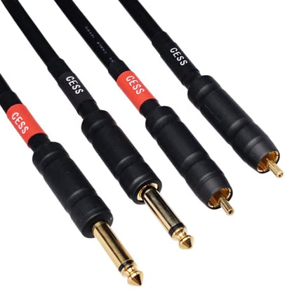 CNCESS CESS-112-1f RCA to 1/4" TS Audio Patch Cable, 12 Gauge, 2 Cables (1 Foot) - size: 1 Foot