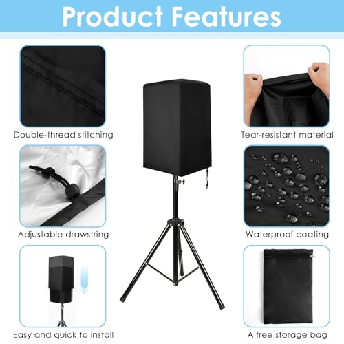 Speaker Cover, Outdoor Speaker Covers for PA/DJ Lightweight Powered Speaker, UV Protection Water Resistant Dustproof 210D Oxford Cloth Speaker Covers (2 PCS) (Black, 12 Inch) - size: 12 Inch