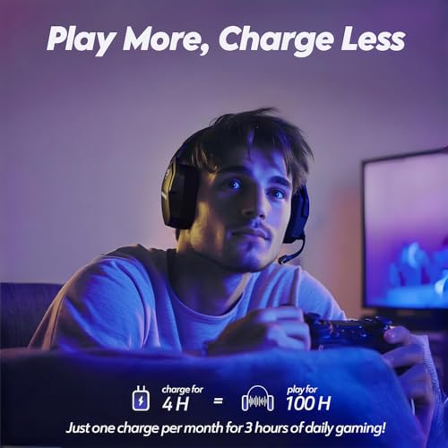 NUBWO Wireless Gaming Headset with Mic for Ps5 Ps4 PC, Zero Interference, 100-Hour Battery All-Day Play, 23ms Sync for Fortnite & Call of Duty/FPS Gamers, Triple Mode All Devices Compatible - Gray - color: Black