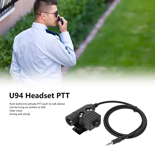 ASHATA U94 PTT Adapter Headset Cable Plug PTT Walkie Talkie Connector with 3.5mm Mobile Phone Audio Jack for Mobile Phone, U94 PTT Headset System Adapter