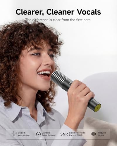 Ikarao Wireless Karaoke Microphone, UV Self-Cleaning Case, 2 Mics for JBL - color: Black