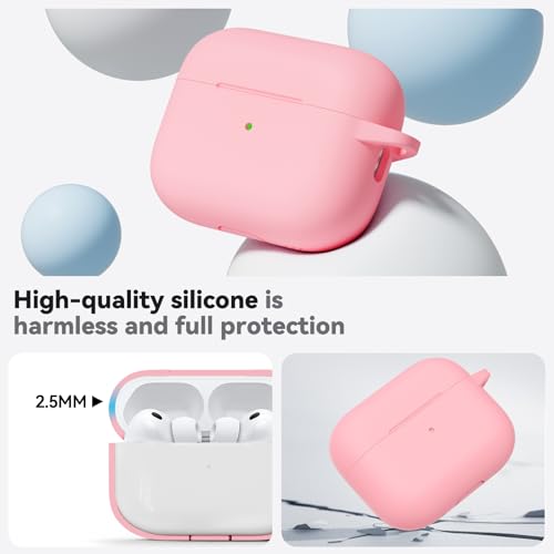 Ljusmicker for AirPods Pro 3 Case 2025 with Cleaner Kit,Pink | Soft Silicone Protective Cover for Apple AirPod Pro 3rd Generation Case with Keychain for Women Men,Shockproof - color: B-Pink