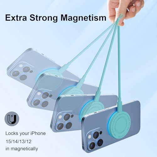 MagSafe Charger 2 Pack 15W Magnetic Wireless Charger Fast Charging Pad Compatible with iPhone 17/16/15/14/13/12 Series & AirPods 4/3/2/Pro Magnetic MagSafe Charging Pad with Dual Ports-Light Green | Two USB-C cables and two USB-A adapters, compatible with