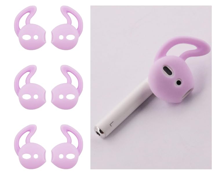 Zotech 3 Pair Anti-Slip Silicone Earbuds Tips Hook, Compatible with Apple Earpods and Airpods 1&2 (Purple) - color: Purple