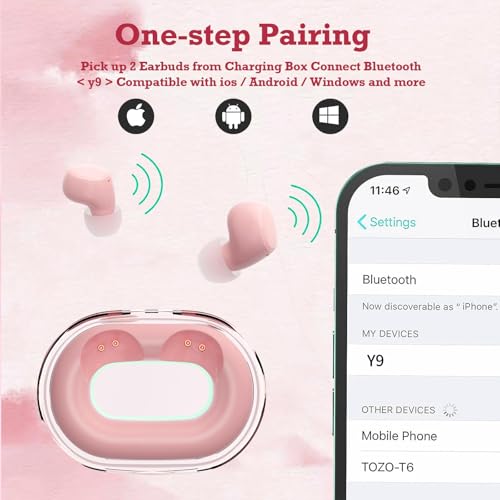 Xmenha Mini Invisible Small Bluetooth Earbuds Sleeping for Small Ears Low Profile Tiny Hidden Discreet Smallest Earbuds for Work Sleep Ear Buds Invisible Headphones Buds - color: Pink