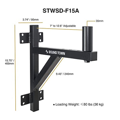 Sound Town 2-Pack Wall Mount Speaker Brackets, Fits 35mm Speaker Mounts (STWSD-F15A-PAIR) - size: F15A