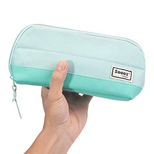 Sooez Wide-Opening Pencil Pen Case, Lightweight & Spacious Pencil Cases Bag Pouch Box Organizer, Aesthetic Supply with Triangular Design for Adults, Mint Green - color: Mint Green