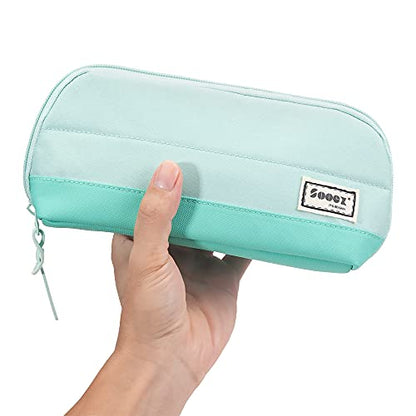 Sooez Wide-Opening Pencil Pen Case, Lightweight & Spacious Pencil Cases Bag Pouch Box Organizer, Aesthetic Supply with Triangular Design for Adults, Mint Green - color: Mint Green