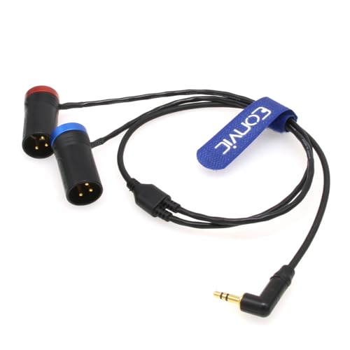3.5mm Right-Angle TRS to Double Low-Profile XLR 3 Pin Male Y Cable for Rode Wireless GO II Dual Channel Wireless Microphone Receiver with Recorder/Camera
