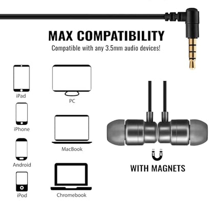 UliX Rider Wired Earbuds in-Ear Headphones, 5 Years Warranty, Earphones with Microphone, with Anti-Tangle Cable, Ear Buds for iPhone, iPad, Samsung, School Students, Kids, Women, Small Ears - Grey - color: Grey, style: 3.5 mm