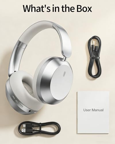 Wentronic Y05 Wireless Bluetooth Headphone, Noise Cancelling, Sliver | Wireless Over-Ear Headphones, Hi-Res Audio, 48H Playtime, Built-in Mic, Comfort & Connectivity, Works with iOS, Android & PC - color: Silver