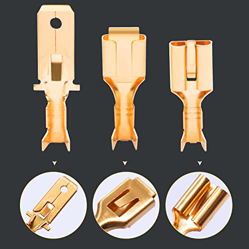 Twidec/150PCS 6.3mm Male Female Spade Connector Quick Splice Crimp Terminals Non Insulated Wire Connector for Electrical Wiring Relay Car Audio Speaker N-005-6.3 - size: 6.3mm Male+Female Kit