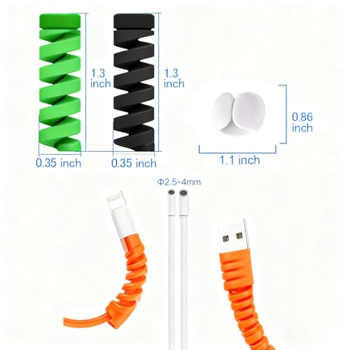 36 PCS Cable Protectors for iPhone iPad Charger End Cord Savers with 2 Desk Cable Clips, Spiral USB Wire Protector for Headphone MacBook Laptop Earphone Cell Phone Cute Cable Wrap Accessories