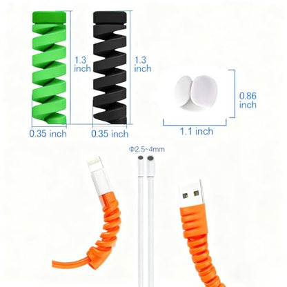 36 PCS Cable Protectors for iPhone iPad Charger End Cord Savers with 2 Desk Cable Clips, Spiral USB Wire Protector for Headphone MacBook Laptop Earphone Cell Phone Cute Cable Wrap Accessories