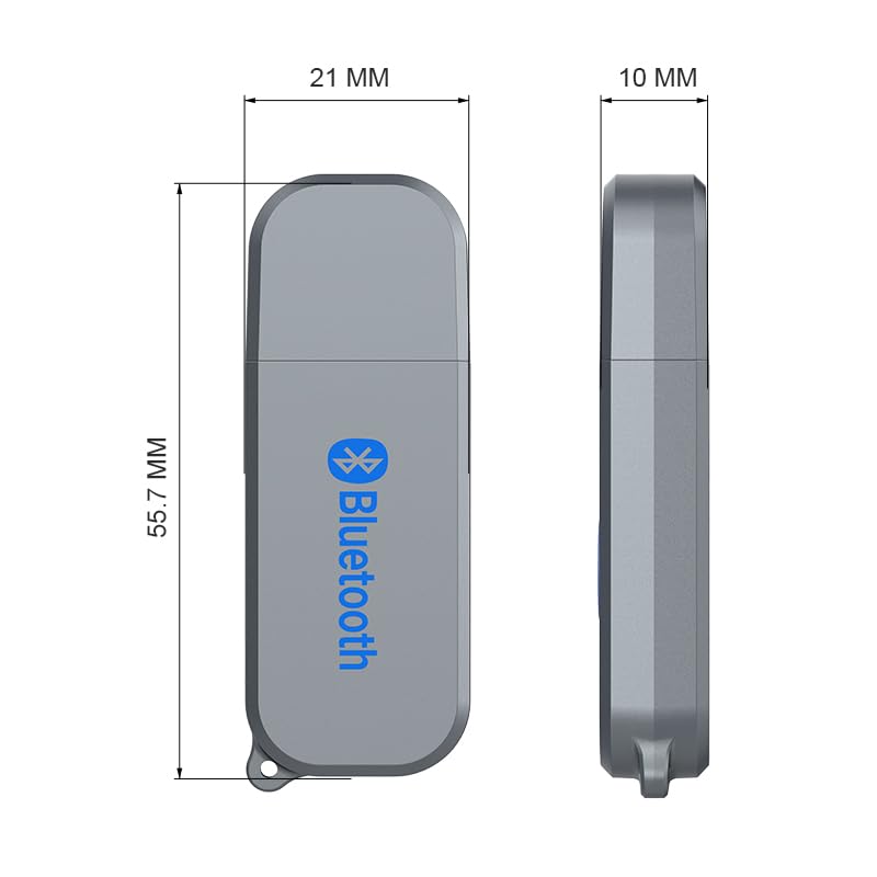 USB to Bluetooth Adapter, Wireless Audio Receiver 3.5mm Bluetooth 5.3 Car Kit Music Adapter for Car Stereo Sound System, HomeStereo,Portable Speskers, (H222-Gun Grey). - color: grey
