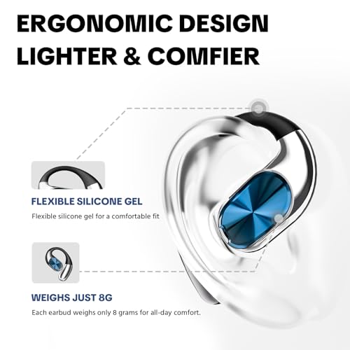 Open-Ear Headphones，360° Rotating Charging Case, Ergonomic Earhook | Bluetooth 6.0, IPX5, 60H Playtime, ENC Call Noise Reduction, Superior Sound Quality, Stable Fit for Commute & Workout