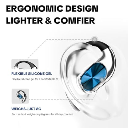 Open-Ear Headphones，360° Rotating Charging Case, Ergonomic Earhook | Bluetooth 6.0, IPX5, 60H Playtime, ENC Call Noise Reduction, Superior Sound Quality, Stable Fit for Commute & Workout