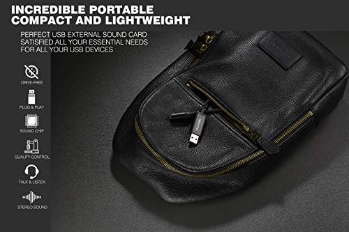 USB Headphone Adapter, DUKABEL External Sound Card for PC, PS4, PS5-25CM | TRRS-Mic Supported, DAC Chip, 16bit/48KHz, Compatible with Windows, PC, Laptop, Mac, Linux, Desktops, PS4, PS5 - size: 9.8 inch / 25 cm