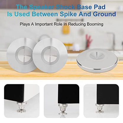 Preffair 4Pcs Stainless Steel Audio Speaker Spike Pads Mats Speaker Isolation Stand Feet Cone Shock Floor Protector Base for HiFi Turntable Subwoofer Loudspeaker Amplifier CD DVD Player - color: Stainless Steel