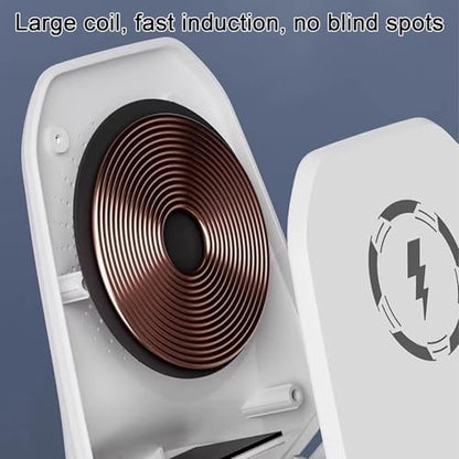 Wireless Charger Stand with Sound Amplifier, Wireless Charging Station 15W Fast Charging Dock, Multi-Device Magnetic Heads, Stable Triangular Design(Color:White) - color: White